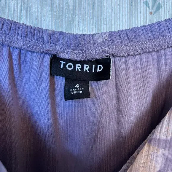 Torrid Double Flutter Sleeve Romper size 4X Floral Gauze Knit Whimsical Spring - Picture 11 of 13